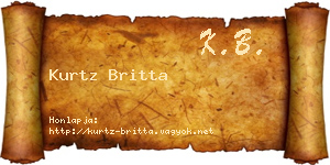 Kurtz Britta névjegykártya